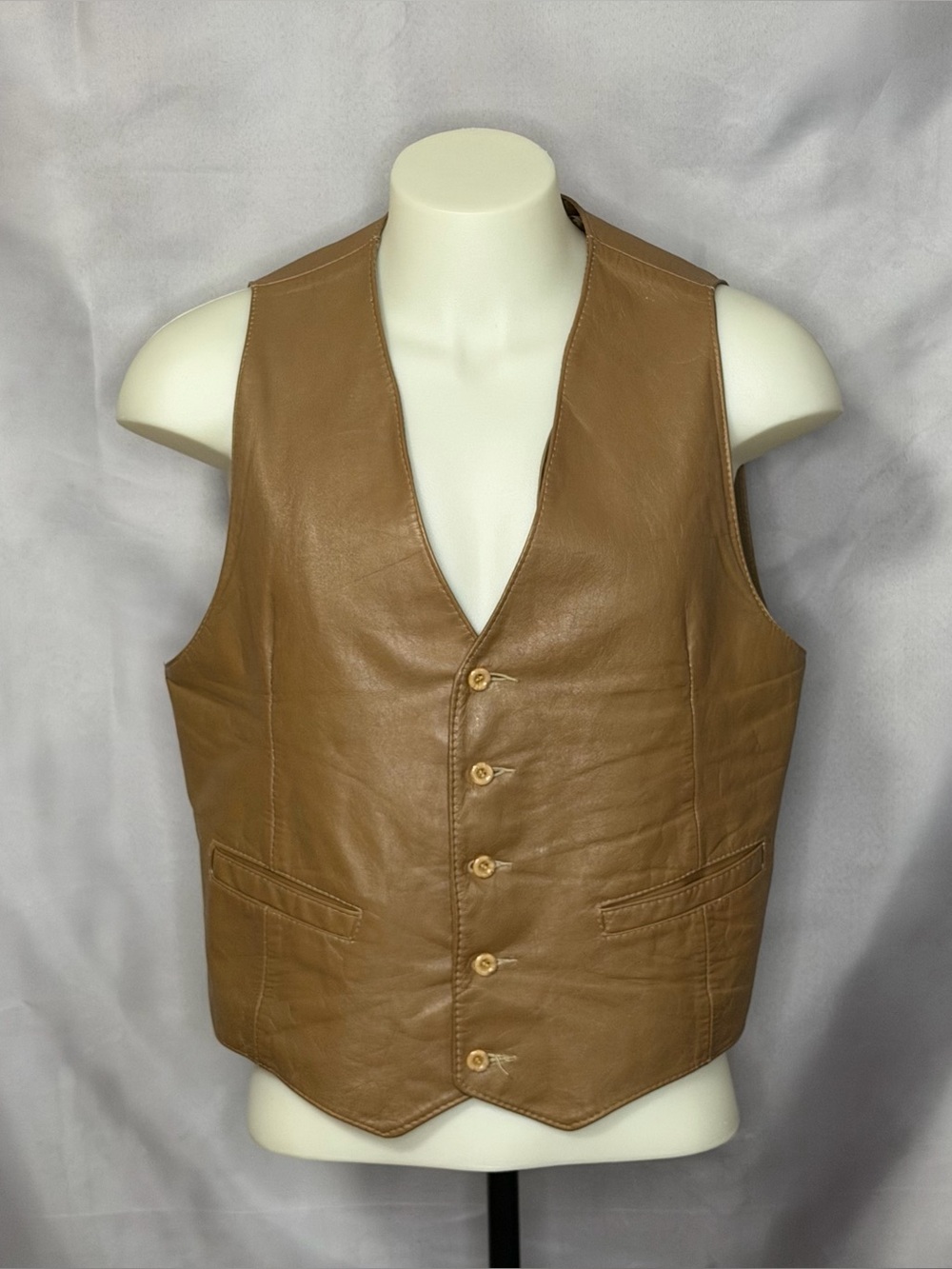 Leather Attic Brown Leather Vest 70s Vintage